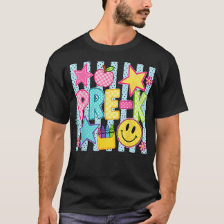 Striped Preppy Preschool Back To School Teacher T-Shirt