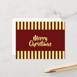 Striped print Merry Christmas yellow text Postcard