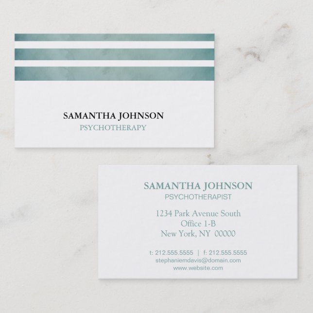 Striped Psychotherapy Therapist Counsellor Classic Business Card (Front/Back)