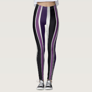 Striped Purple and Black Leggings