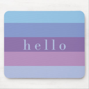 Striped Purple and Blue Palette Hello Mouse Mat
