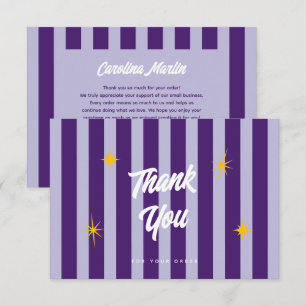 Striped purple Small business thank you card
