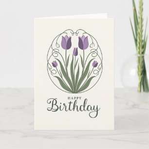 Striped Purple Tulip Art Card