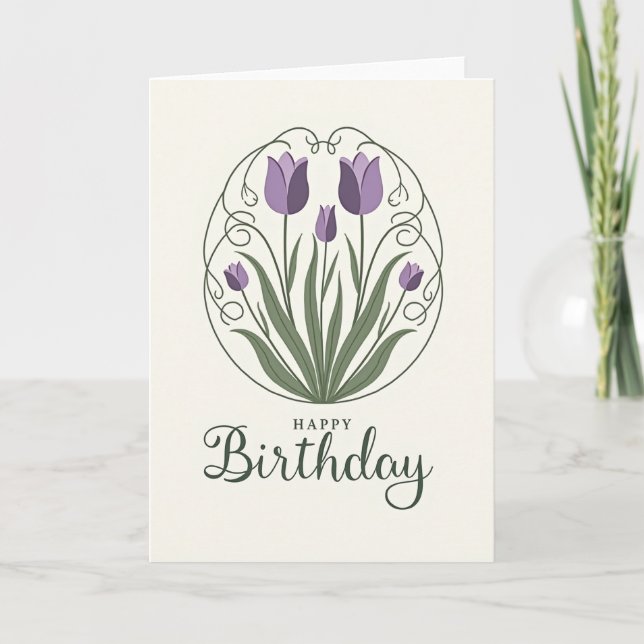Striped Purple Tulip Art Card (Front)