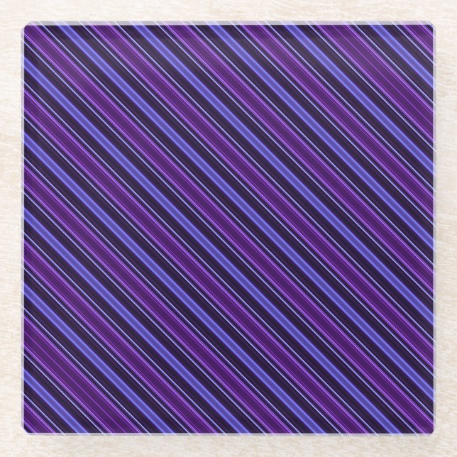 Striped Purples Glass Coaster (Front)