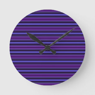 Striped Purples Round Clock