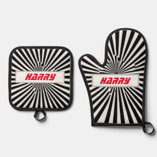 Striped Quilted Heat, Oven Mitt & Pot Holder Set