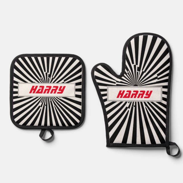 Striped Quilted Heat, Oven Mitt & Pot Holder Set (Front)