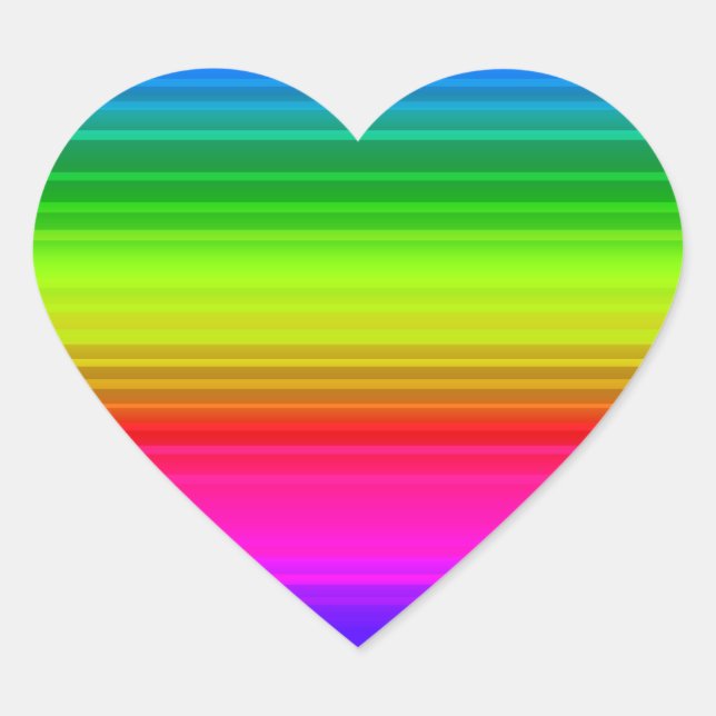 Striped rainbow heart sticker (Front)