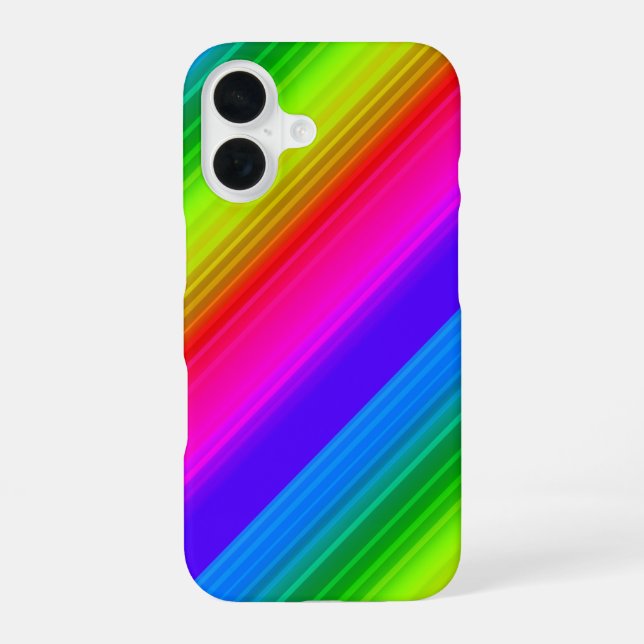 Striped rainbow iPhone 16 case (Back)