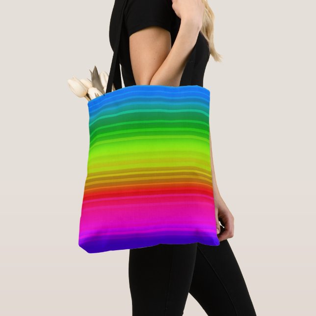 Striped rainbow tote bag (Close Up)