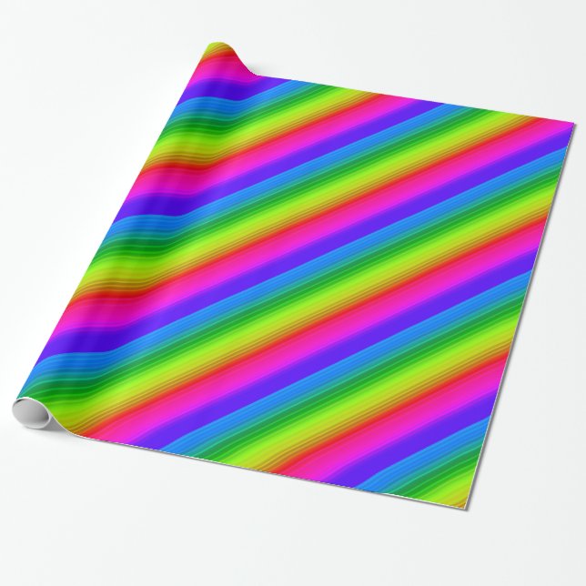 Striped rainbow wrapping paper (Unrolled)