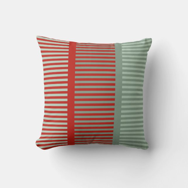 Striped Red and Green Pattern Cushion (Front)