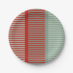 Striped Red and Green Pattern Paper Plate