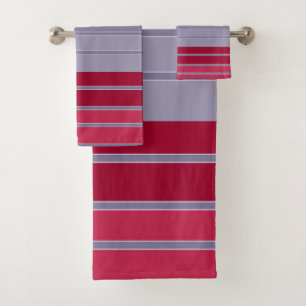 Striped red and grey simple pattern bath towel set