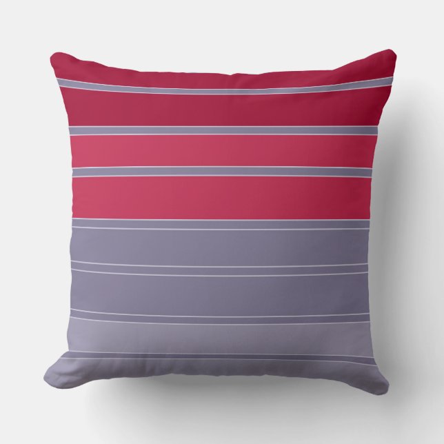 Striped red and grey simple pattern cushion (Front)