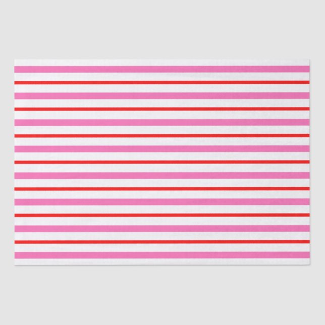 Striped Red and Pink Tissue Paper (Front)