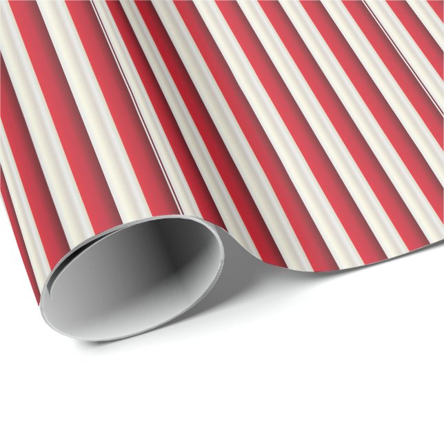 Striped Red and White Line Pattern Wrapping Paper (Roll Corner)