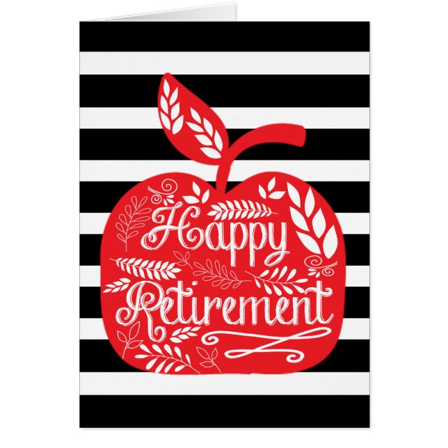 Striped Red Apple Teacher Retirement (Front)