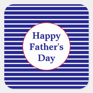Striped Red, White and Blue Happy Father's Day Square Sticker