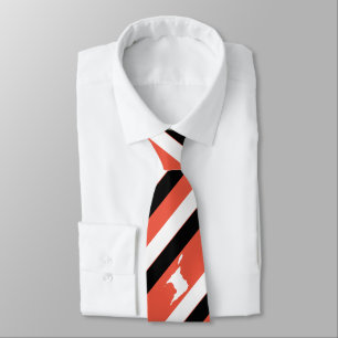 Striped Red White Black with Trinidad Map on RED Tie