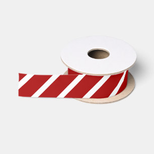 Striped Red White Satin Ribbon