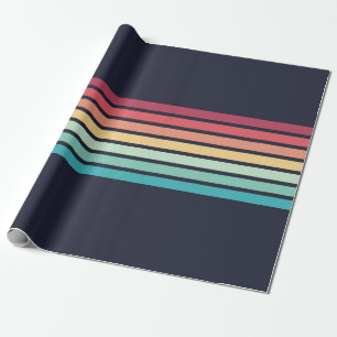 Striped Retro Stripes Pattern Wrapping Paper