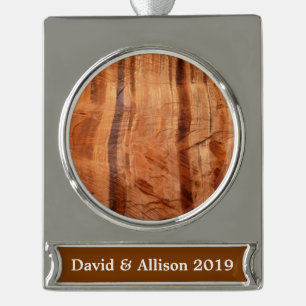 Striped Rock of Double Arch Alcove II at Zion Silver Plated Banner Ornament