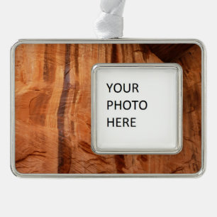 Striped Rock of Double Arch Alcove II at Zion Silver Plated Framed Ornament