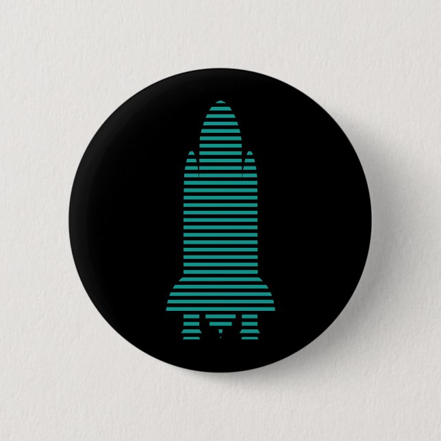 striped rocket 6 cm round badge (Front)