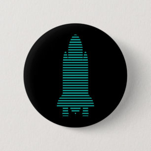 striped rocket 6 cm round badge