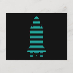 striped rocket postcard