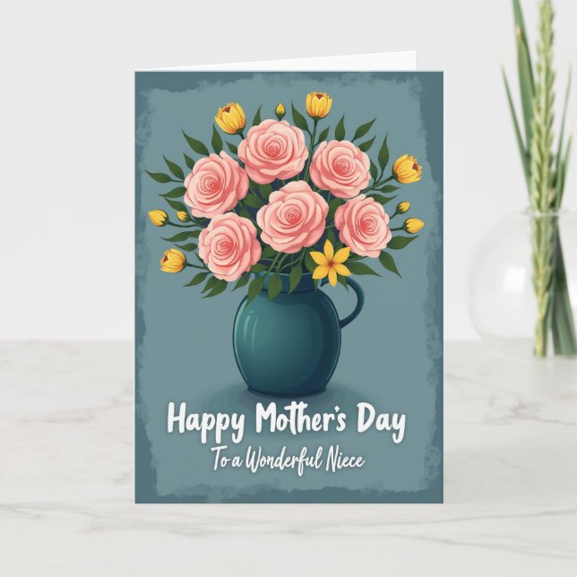 Striped Rose Arrangement Card (Front)