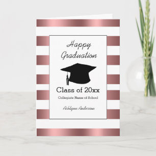 Striped Rose Gold Graduation Card