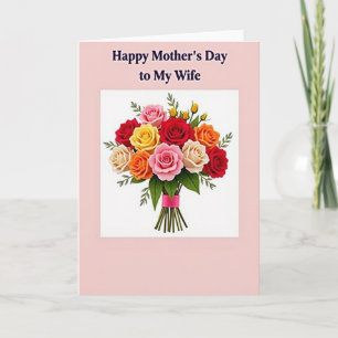 Striped Roses Mothers Day To Wife Card