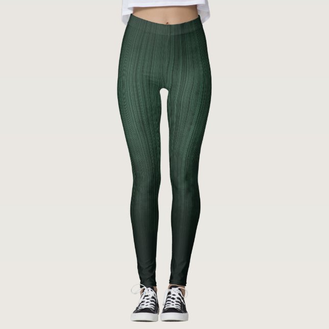 Striped rustic Green ombre Leggings (Front)