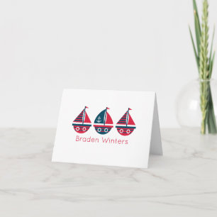 Striped Sailboats Personalised Folded Note Cards