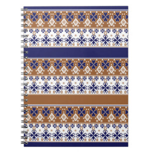 Striped scandinavian pattern brown blue notebook