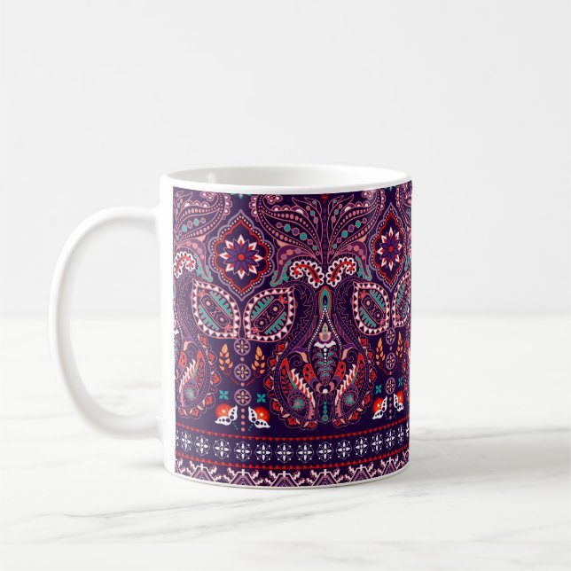 Striped seamless pattern. Floral wallpaper. Colorf Coffee Mug (Left)