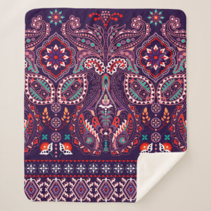 Striped seamless pattern. Floral wallpaper. Colorf Sherpa Blanket
