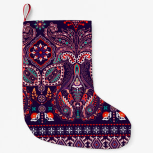 Striped seamless pattern. Floral wallpaper. Colorf Small Christmas Stocking