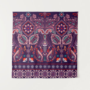 Striped seamless pattern. Floral wallpaper. Colorf Tapestry