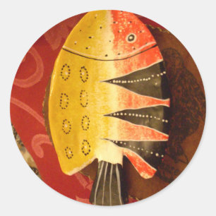 Striped Sensation Tiger Barb Fish Art Print Classic Round Sticker