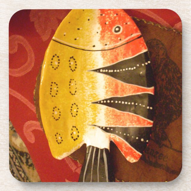 Striped Sensation Tiger Barb Fish Art Print Coaster (Front)