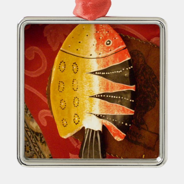 Striped Sensation Tiger Barb Fish Art Print Metal Tree Decoration (Front)