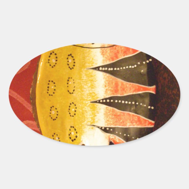 Striped Sensation Tiger Barb Fish Art Print Oval Sticker (Front)