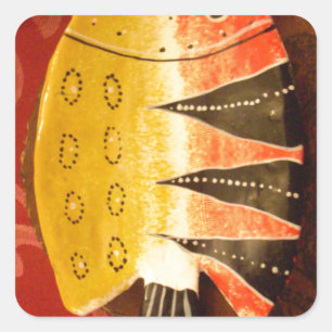 Striped Sensation Tiger Barb Fish Art Print Square Sticker