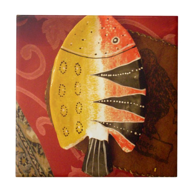 Striped Sensation Tiger Barb Fish Art Print Tile (Front)