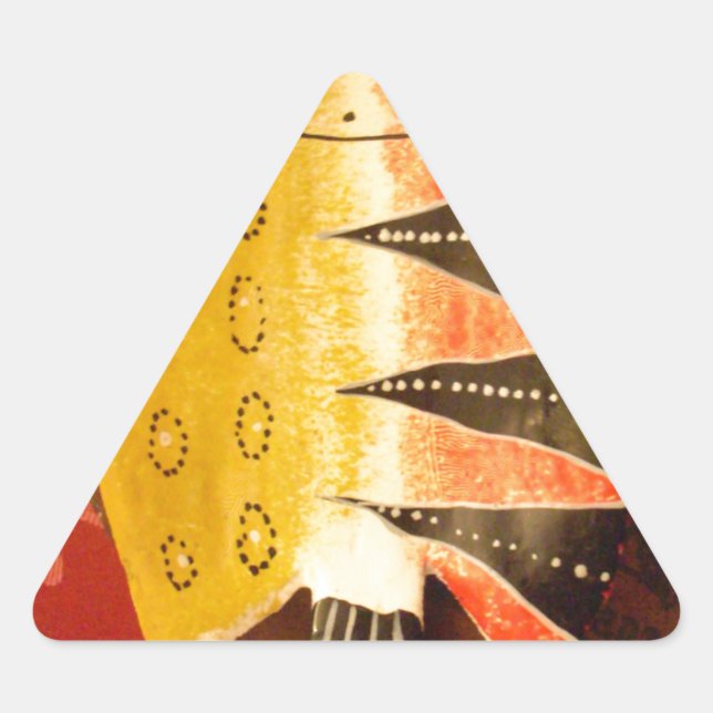 Striped Sensation Tiger Barb Fish Art Print Triangle Sticker (Front)