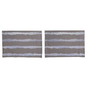 Striped  silver and grey taupe metallic look pillowcase